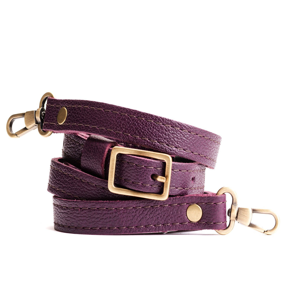 Small Leather Crossbody Strap - Plum