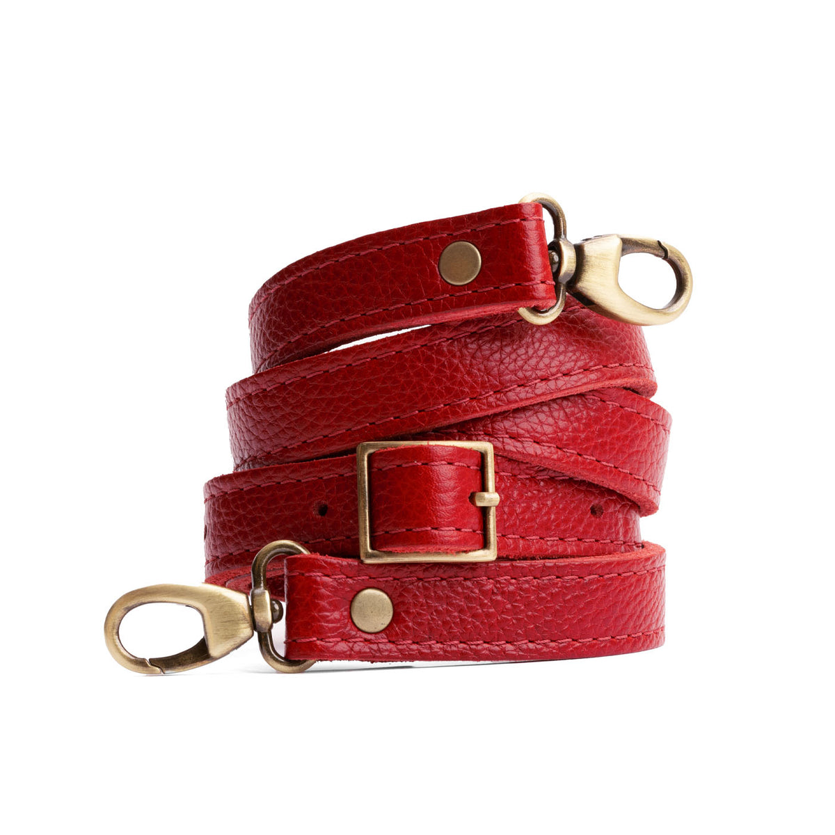 Leather Crossbody Strap - Chili Red