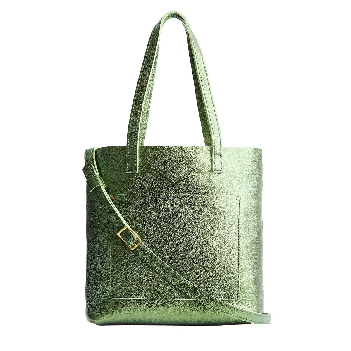 'Almost Perfect' Crossbody Tote - Metallic Greench / Classic