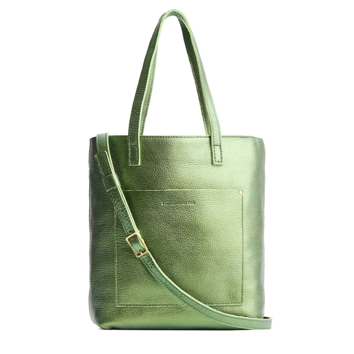 Crossbody Tote - Metallic Greench / Zipper