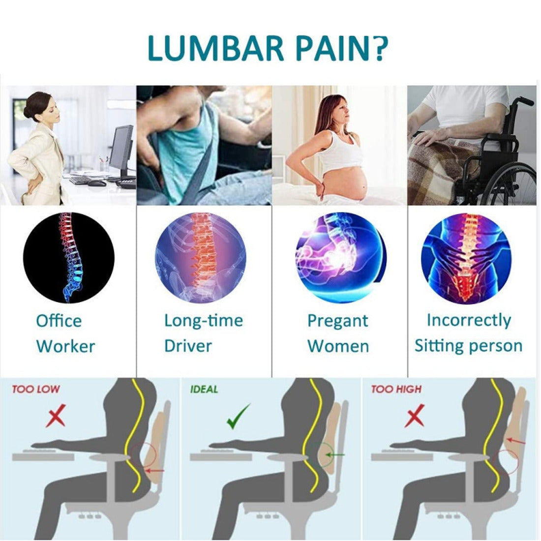 Memory Foam Lumbar Support Cushion - Image 8