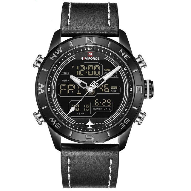 NAVIFORCE 9144 Men's Analog Digital Sport Watch - Black white