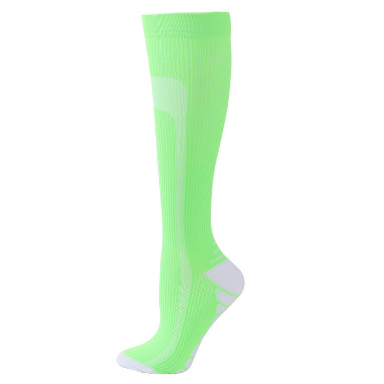 Unisex Sports Mid-Height Compression Socks - Fluorescent Green Arrow