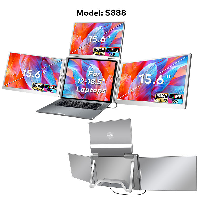 Portable Triple Screen Monitor for Laptop - 15.6Inch