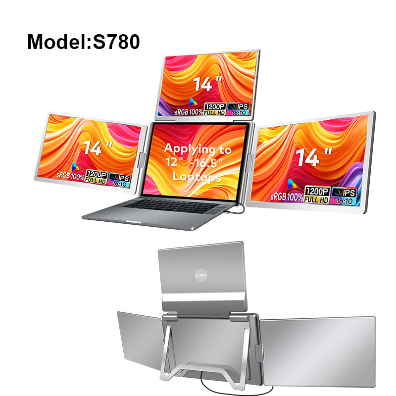 Portable Triple Screen Monitor for Laptop - 14Inch 16:10