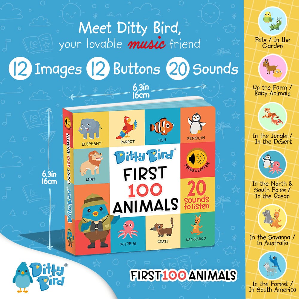 Ditty Bird Musical Books - First 100 Animals - Image 3