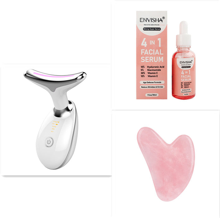 EMS Thermal LED Microcurrent Beauty Device Neck & Face Massager - White Set
