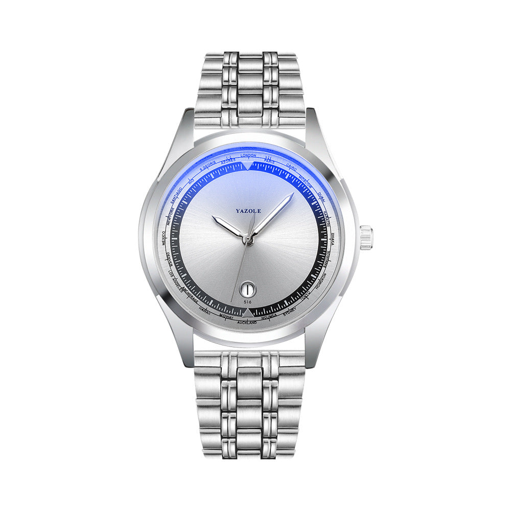 Waterproof Luminous Business Sports Wristwatch - Silver