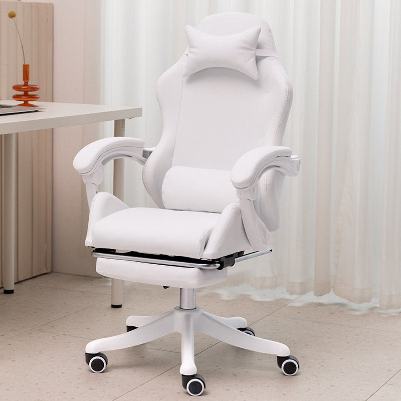 Ergonomic Reclining Esports Computer Chair - White with feet