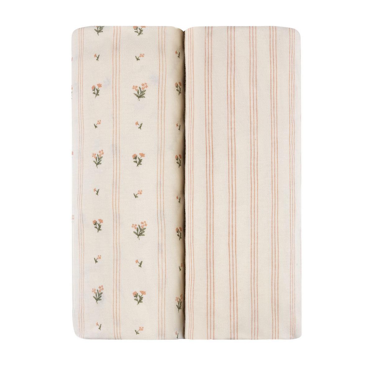 Ely's & Co. 2 Pack Changing Pad Covers - Linear Floral Collection - Pink - Image 2