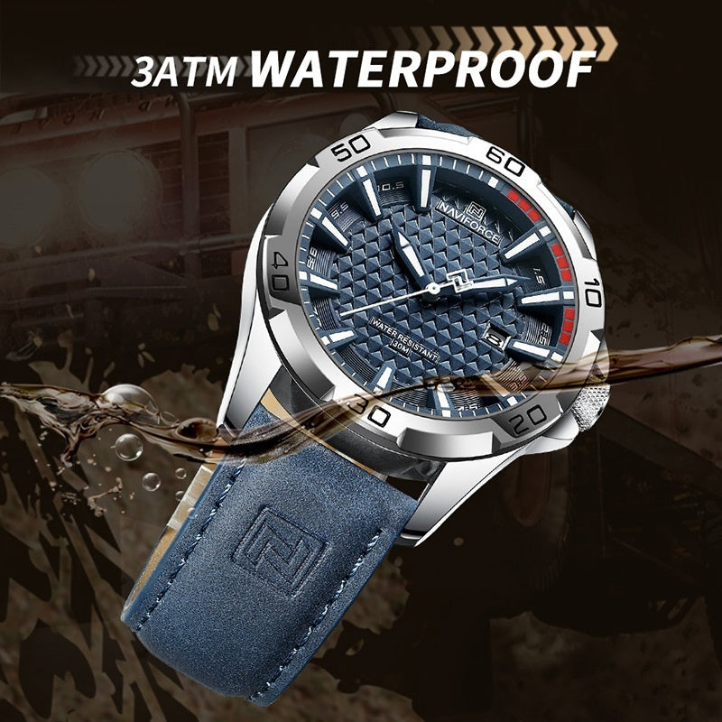 NAVIFORCE Men's Leather Strap Quartz Watch