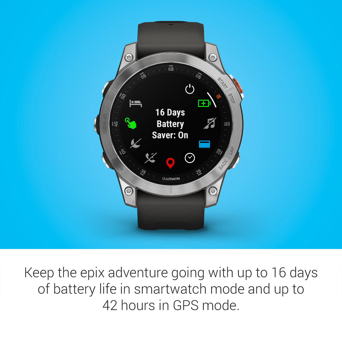 Garmin - epix (Gen 2) GPS Smartwatch 47mm Fiber-reinforced polymer - Steel - 010-02582-00 - Image 3