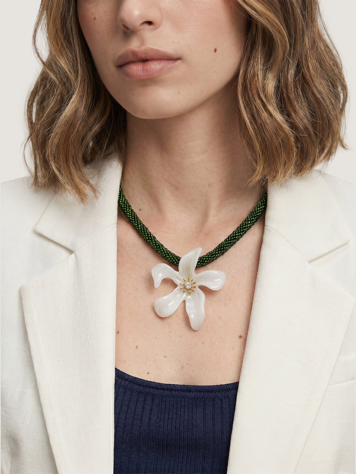 Flower Pendant Beaded Necklace - Image 2