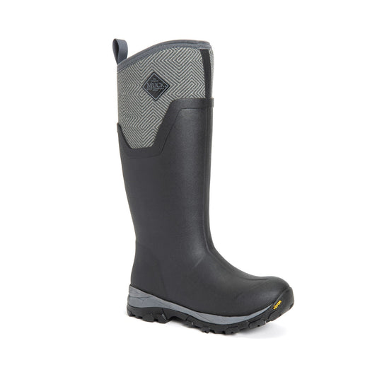 Muck Boots Arctic Ice Tall Womens Wellingtons - Black/Grey Geometric