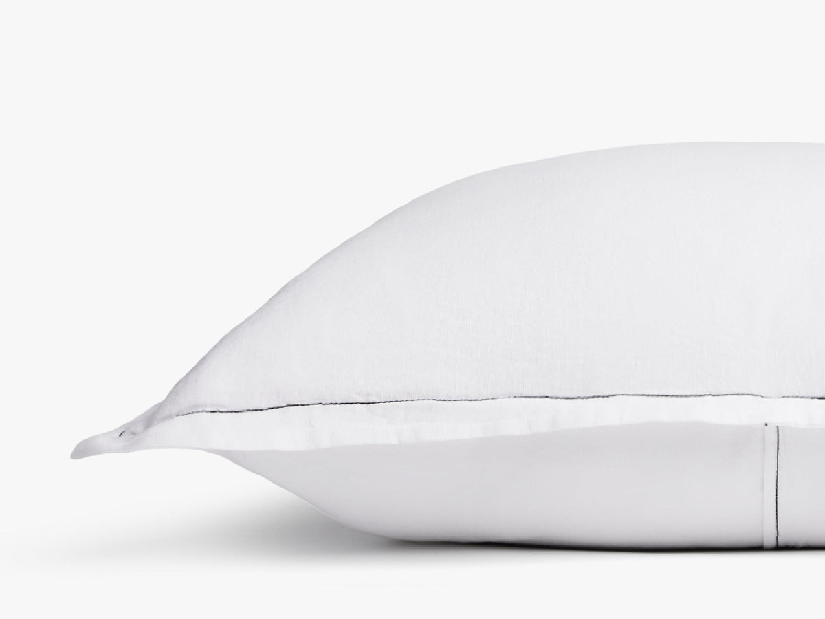 Linen Tencel Euro Sham - FINAL SALE (White with Black) - Image 3