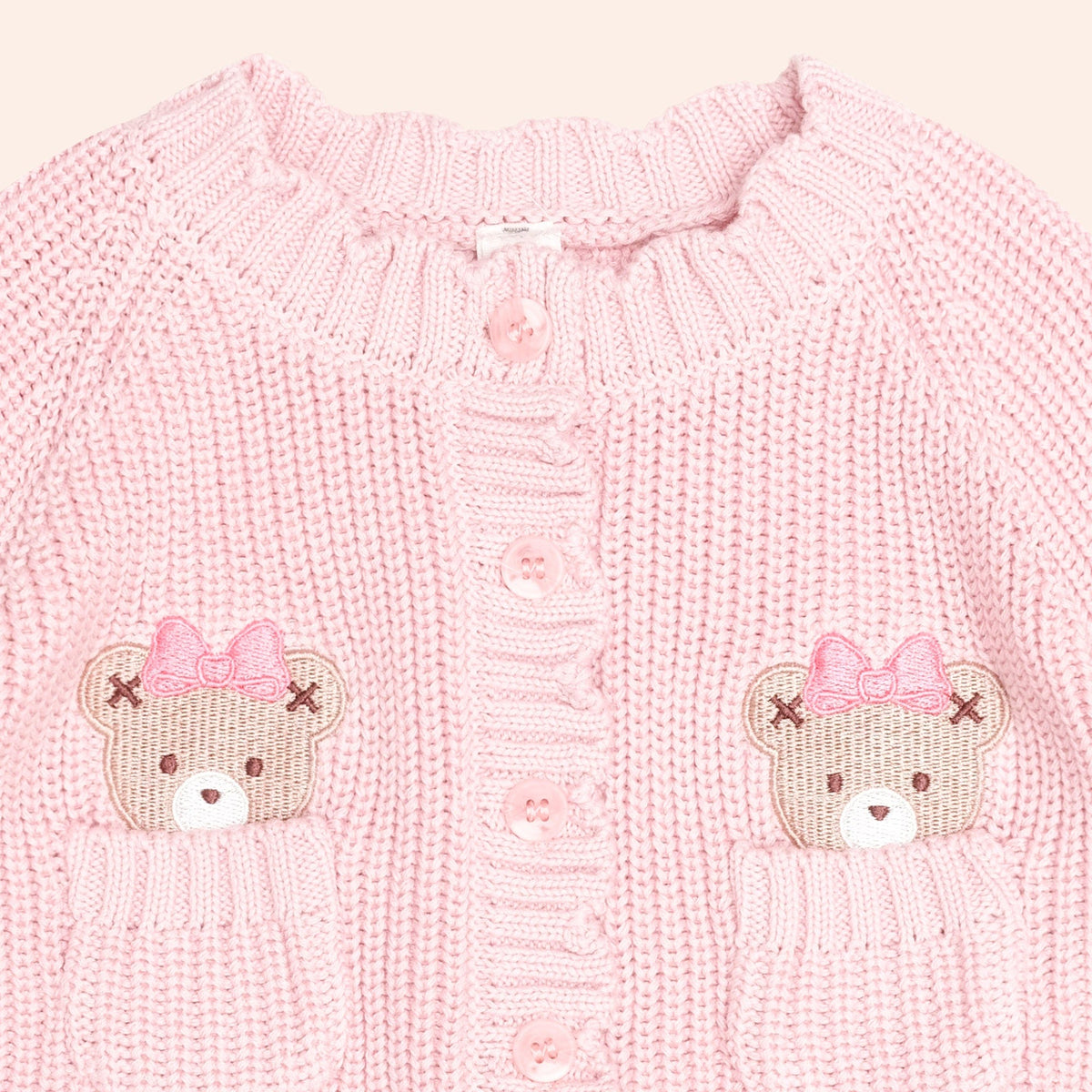 Huxbaby Baby Pink Fisherman Cardi, 0-3M - Image 3