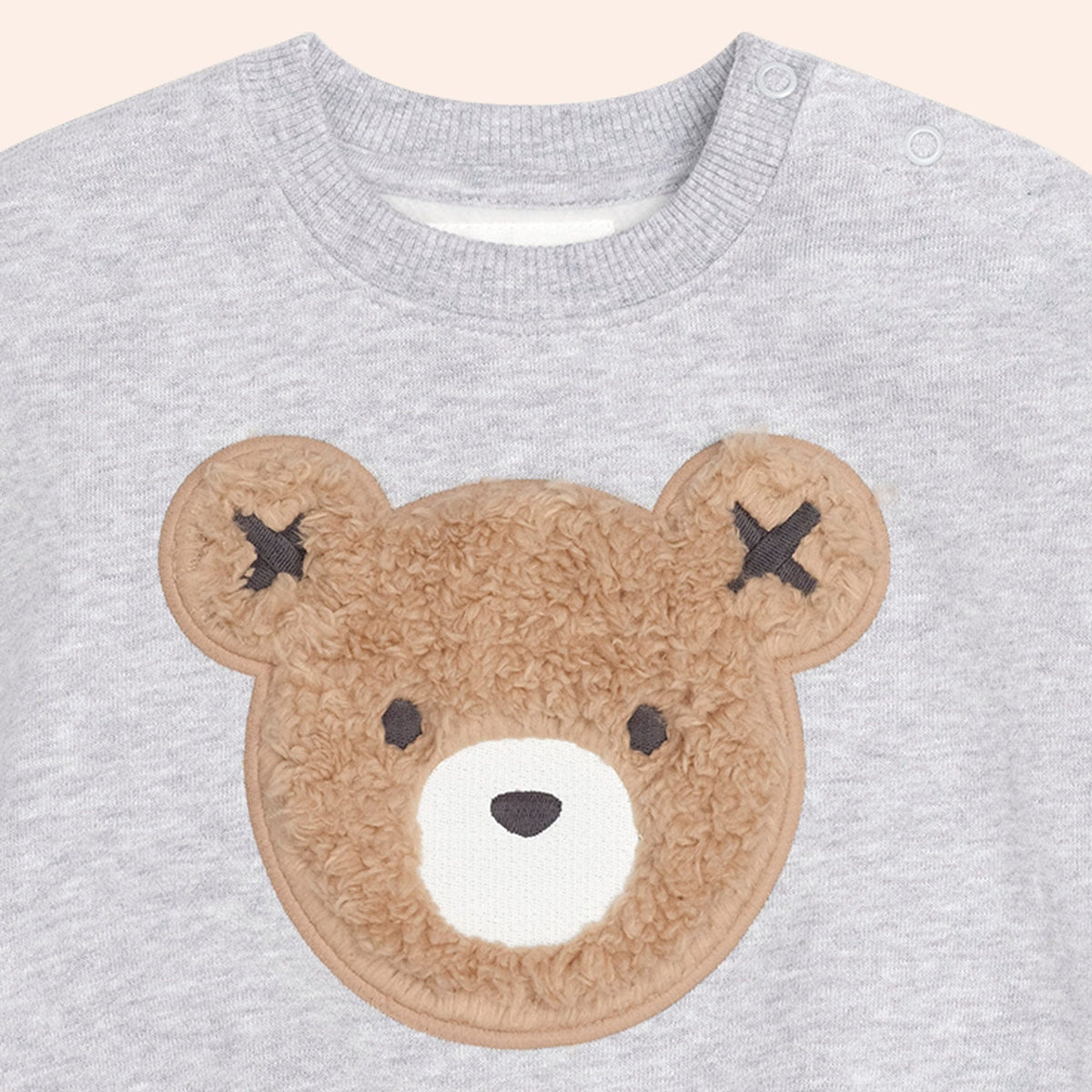Huxbaby Furry Huxbear Sweatshirt – Grey Marle, 12-18M - Image 3