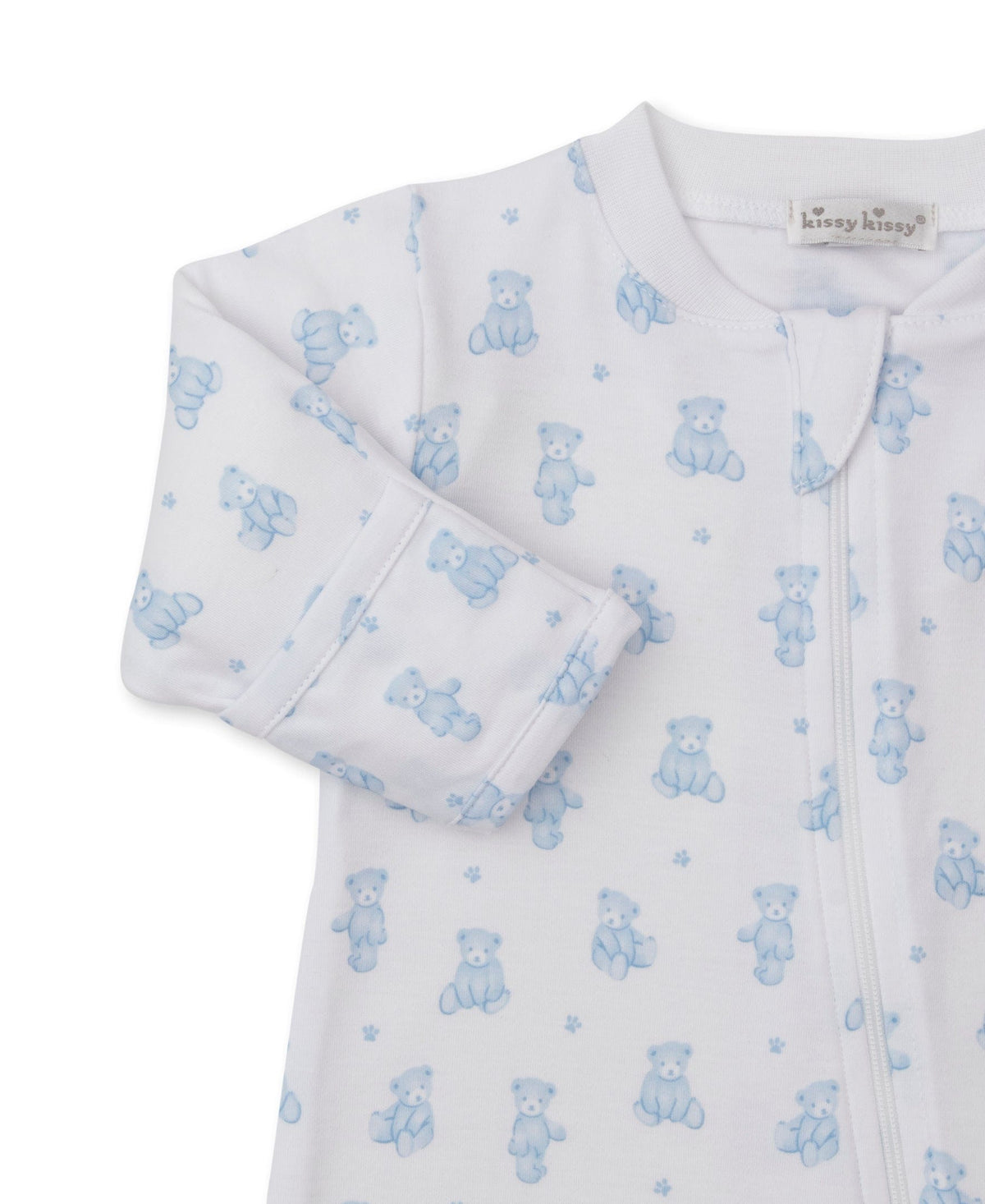 Kissy Kissy Footie w/ Zip - Teddy Bears, Light Blue, Newborn - Image 2