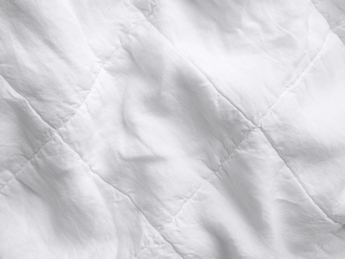 Linen Box Quilted Sham Set (White) - Image 3