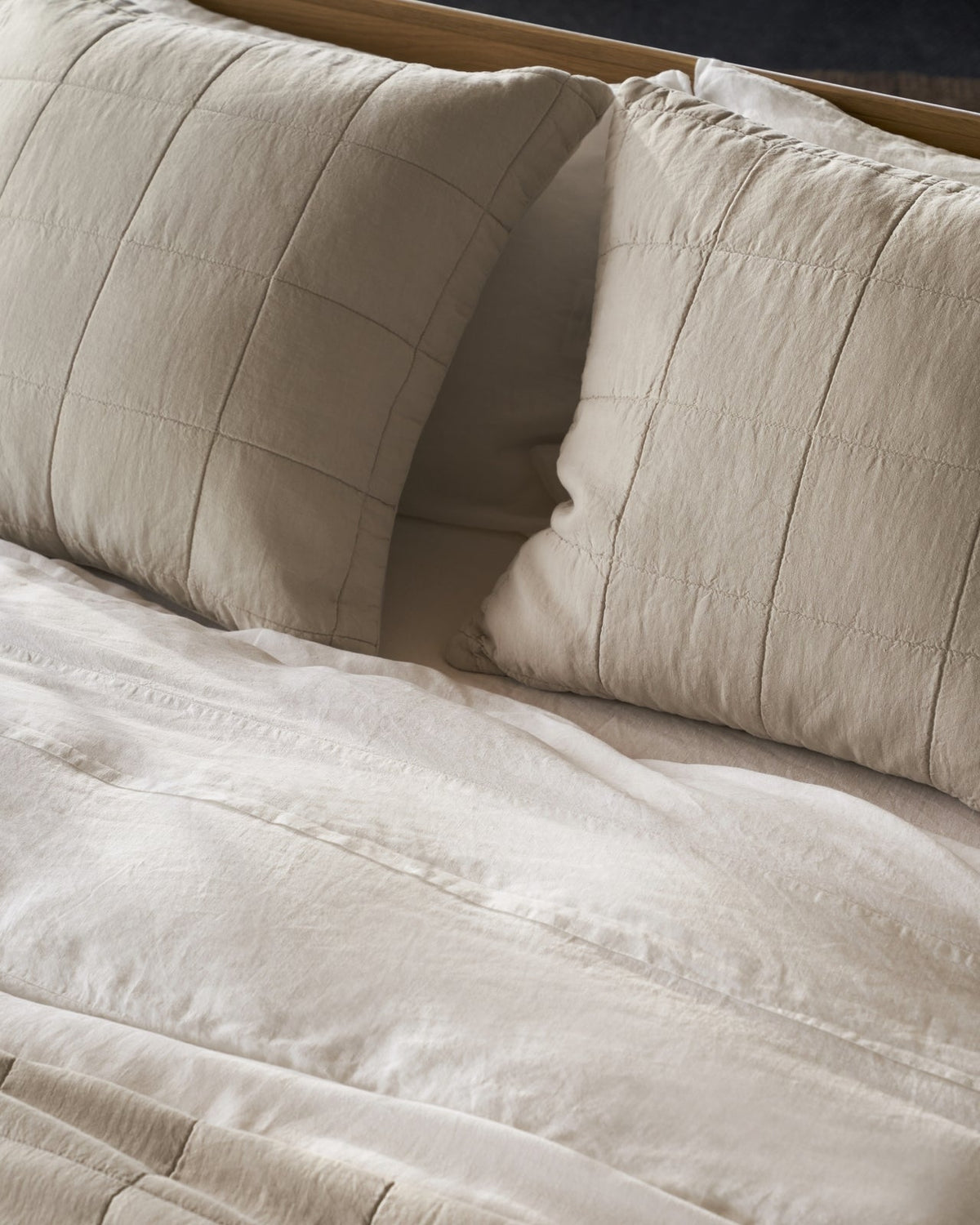 Linen Box Quilted Sham Set (Bone) - Image 3