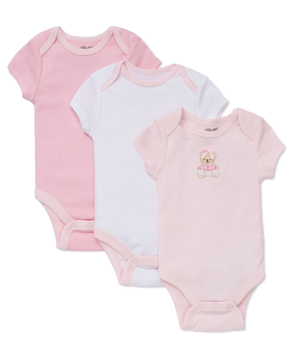 Little Me Sweet Bear 3-Pack Bodysuits - Pink Multi, 3M