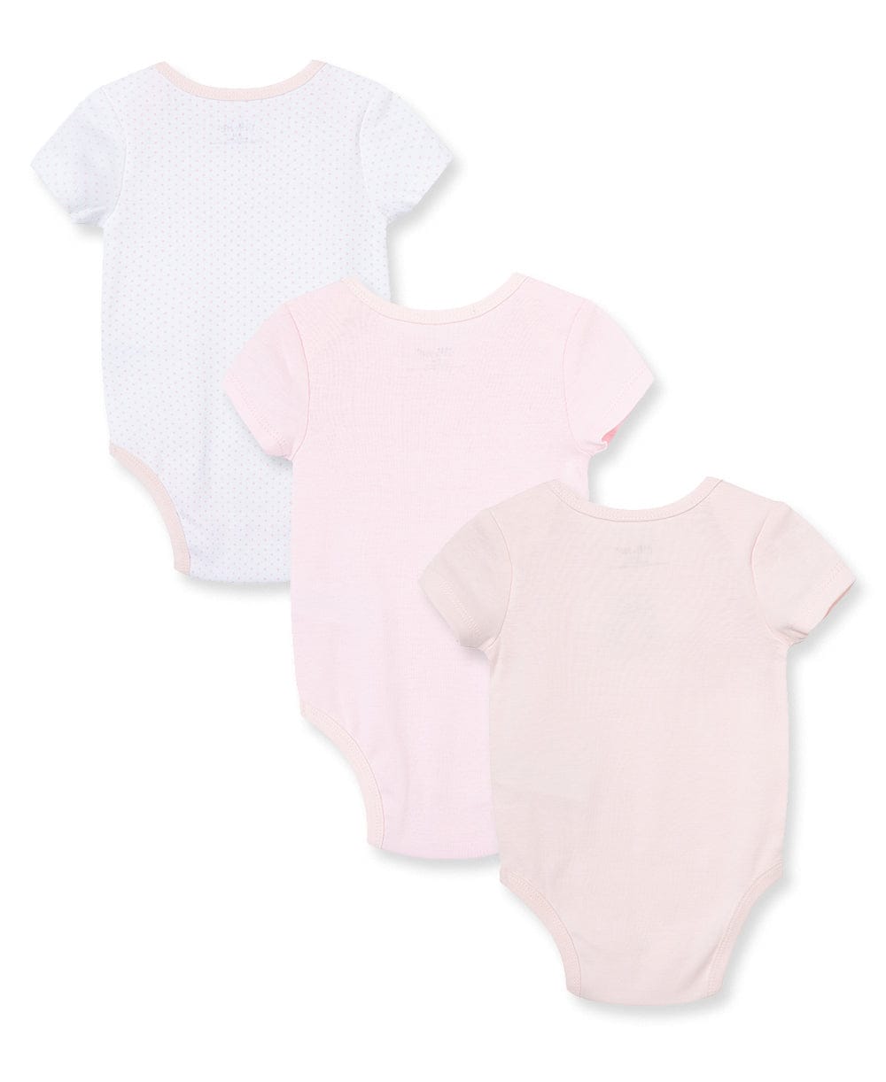 Little Me Sweet Bear 3-Pack Bodysuits - Pink Multi, 3M - Image 2