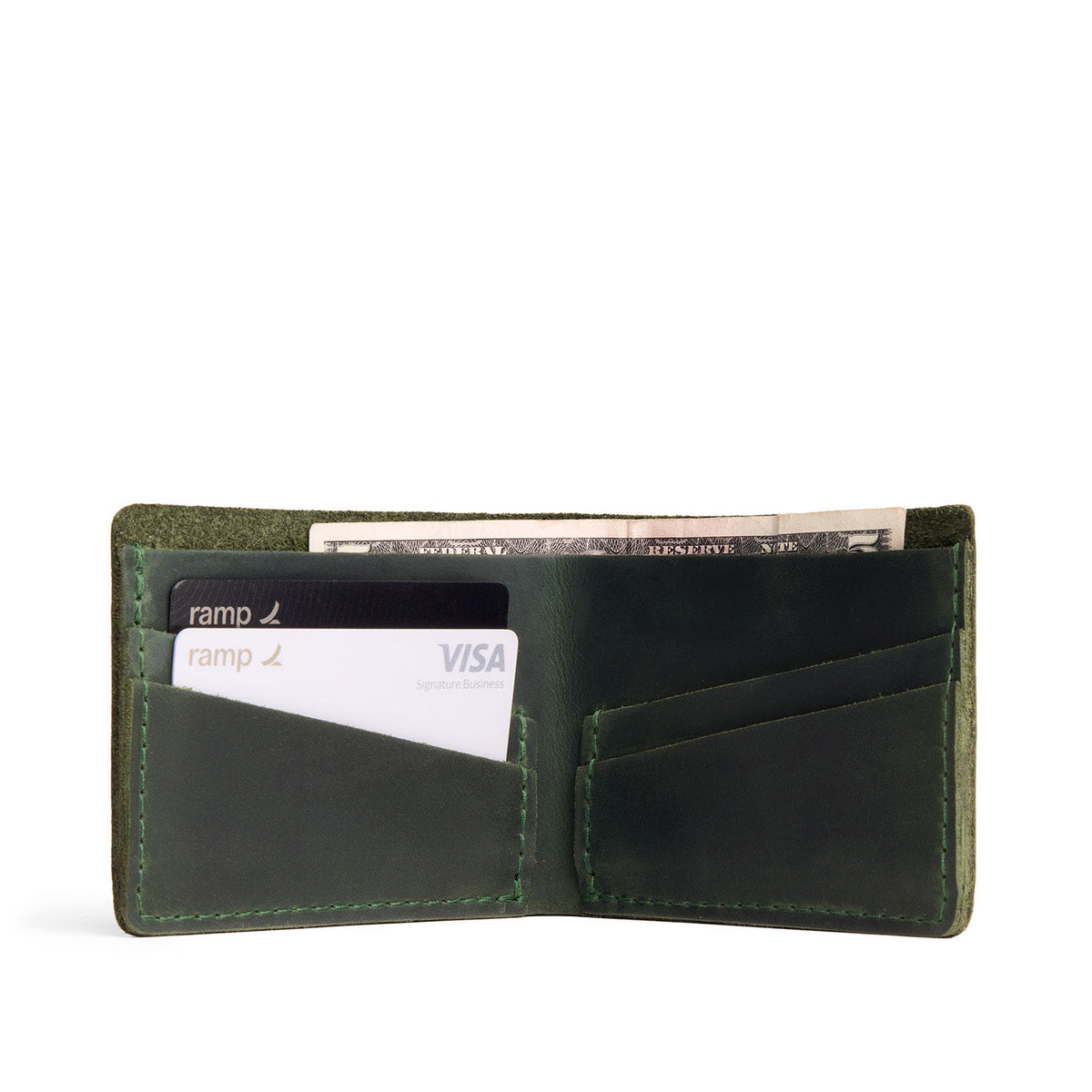 Bifold Leather Wallet - Evergreen
