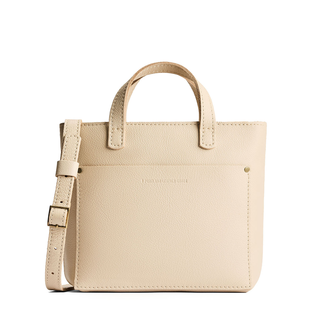 Mini Crossbody Tote - Pebbled Bone / Zipper