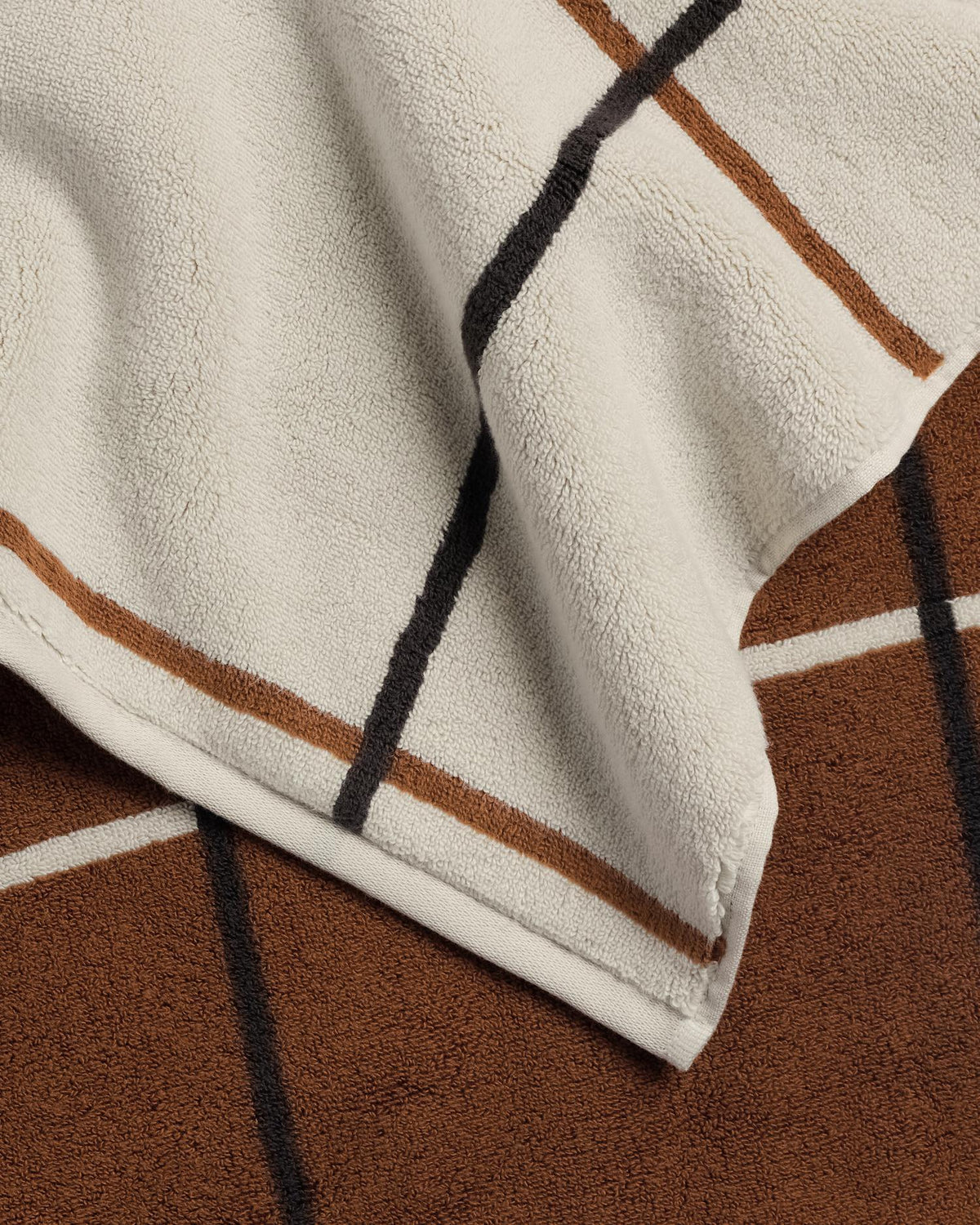6+6 Organic Plush Bath Bundle - Bone Windowpane - Image 3