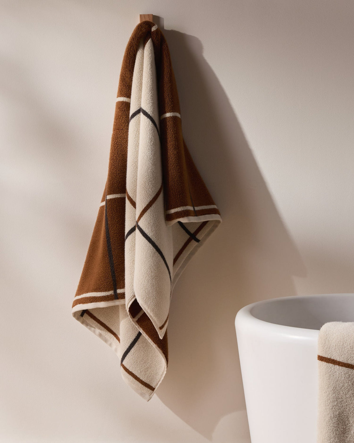 6+6 Organic Plush Bath Bundle - Bone Windowpane - Image 4