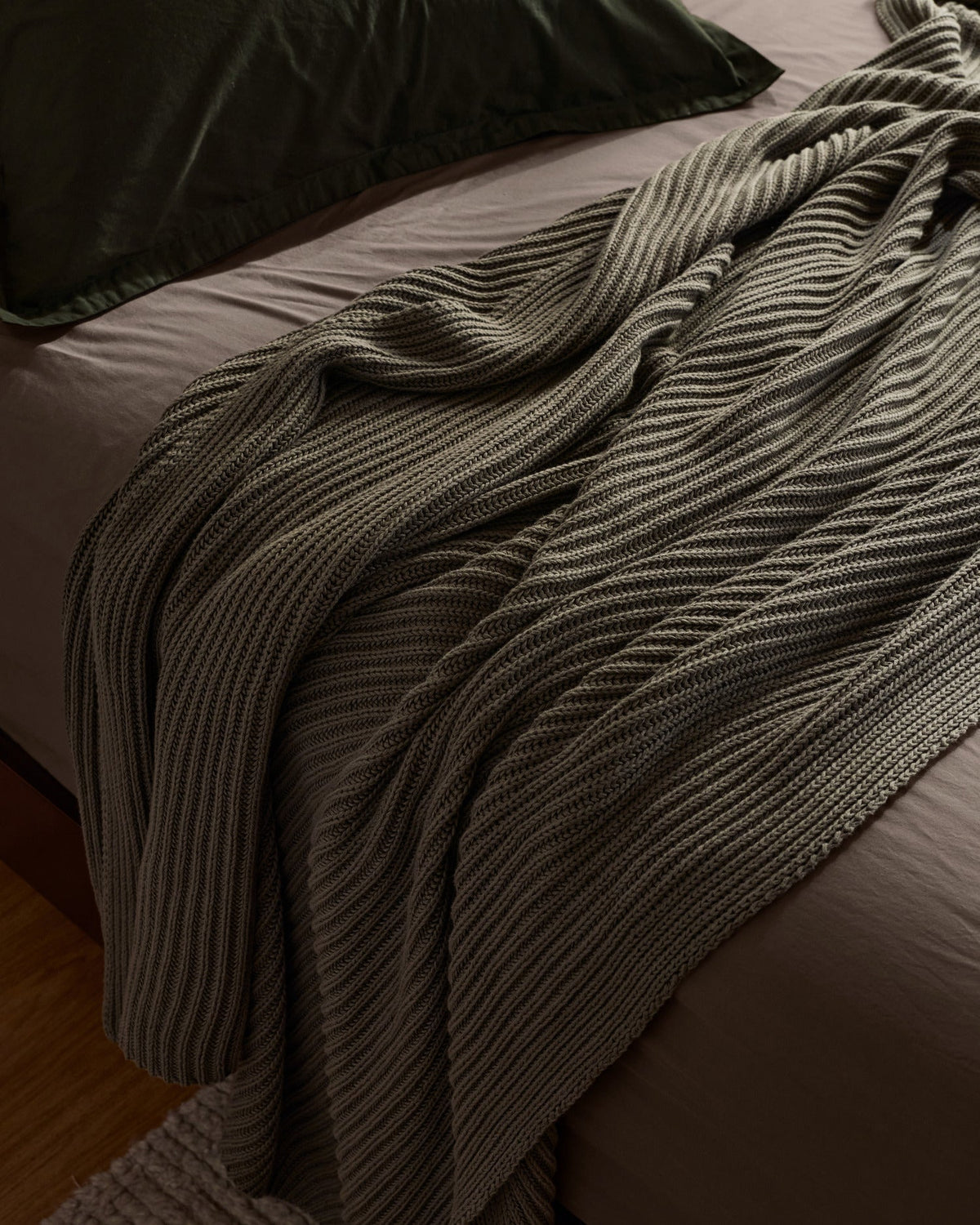 Organic Rib Knit Throw (Thyme) - Image 4