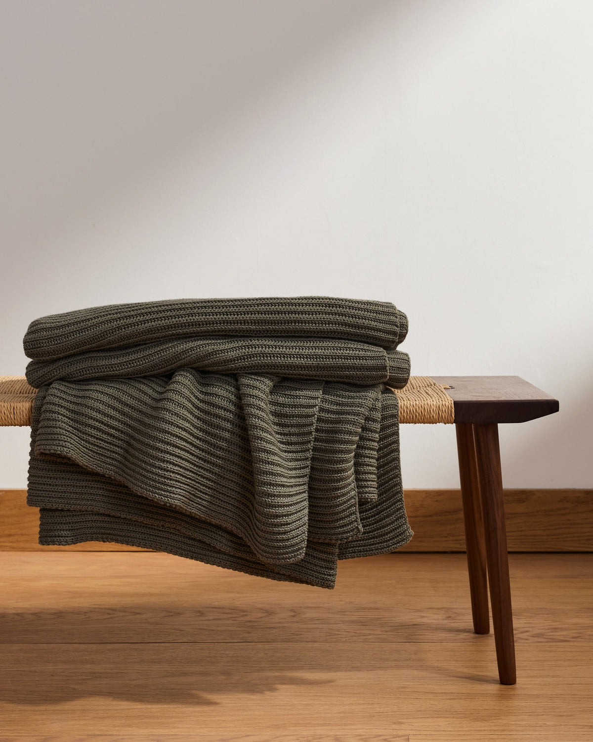 Organic Rib Knit Throw (Thyme) - Image 2
