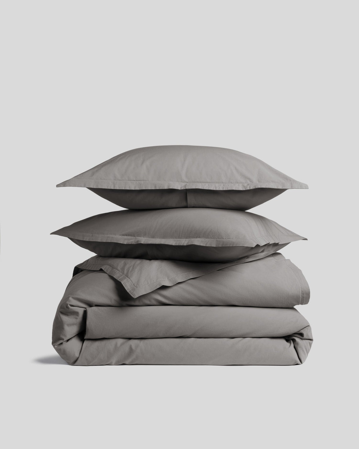 Percale Duvet Cover Set - Pebble F/Q