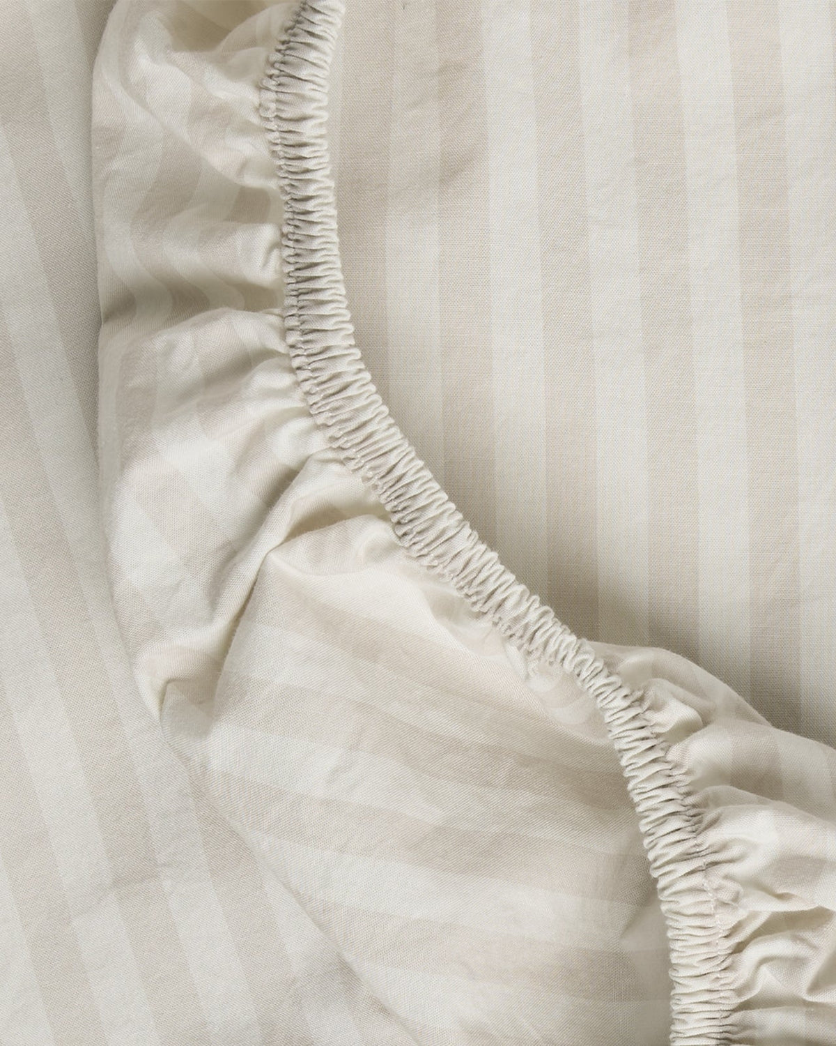 Percale Fitted Sheet (Bone Stripe) - Image 3