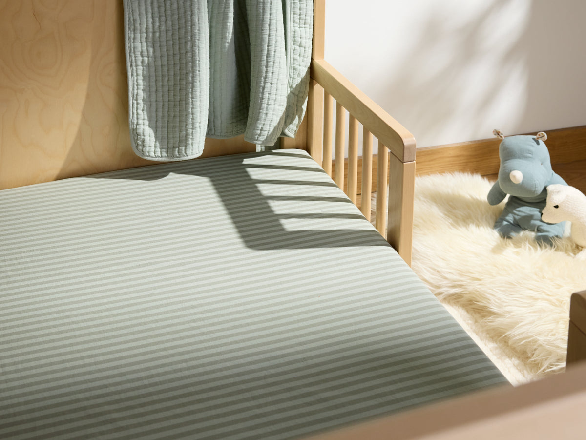 Percale Crib Sheet (Moss Stripe) - Image 2