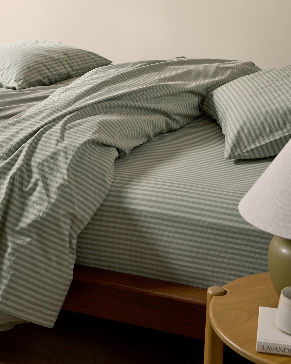 Percale Sheet Set - Moss Stripe TW/XL - Image 2