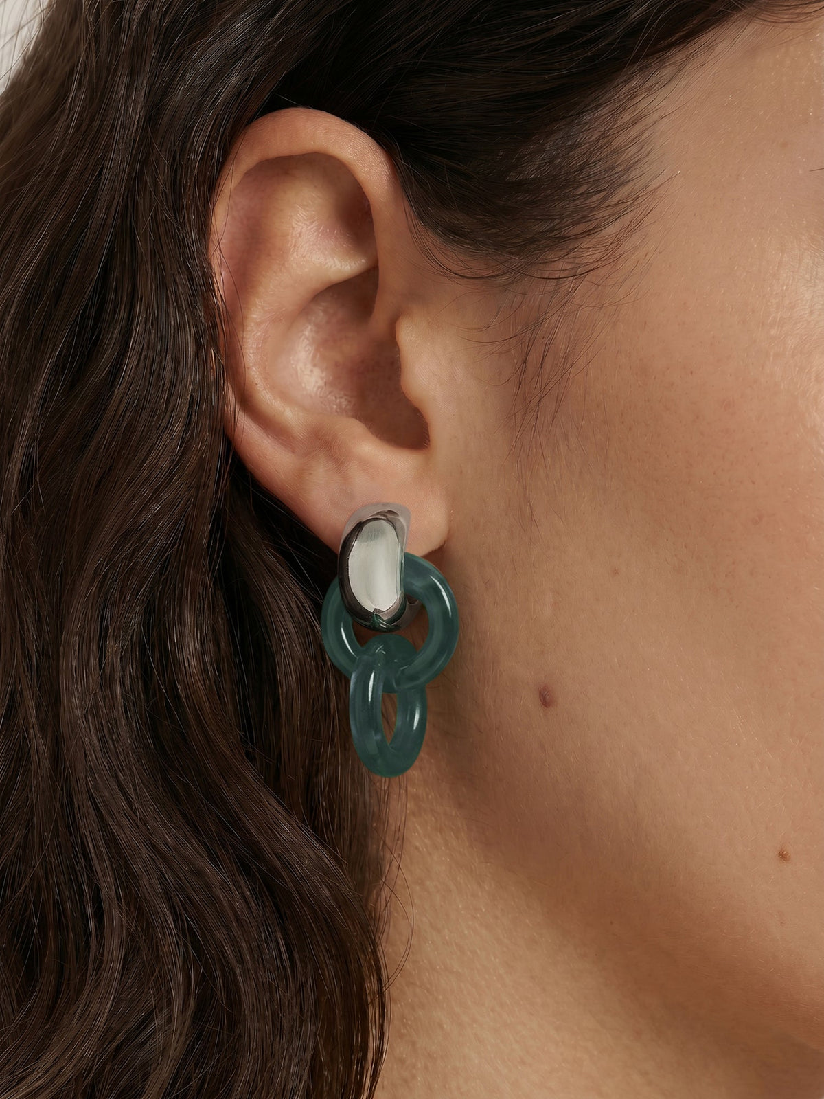Resin Link Drop Hoop Earring - Image 6