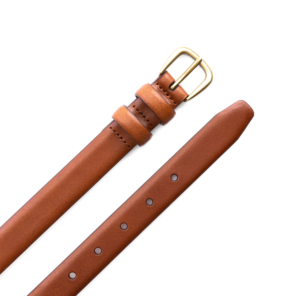 Women's Slim Double Loop Leather Belt - Image 6