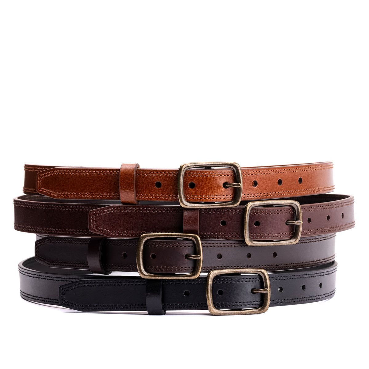Women's Slim Double Stitch Leather Belt - Image 16