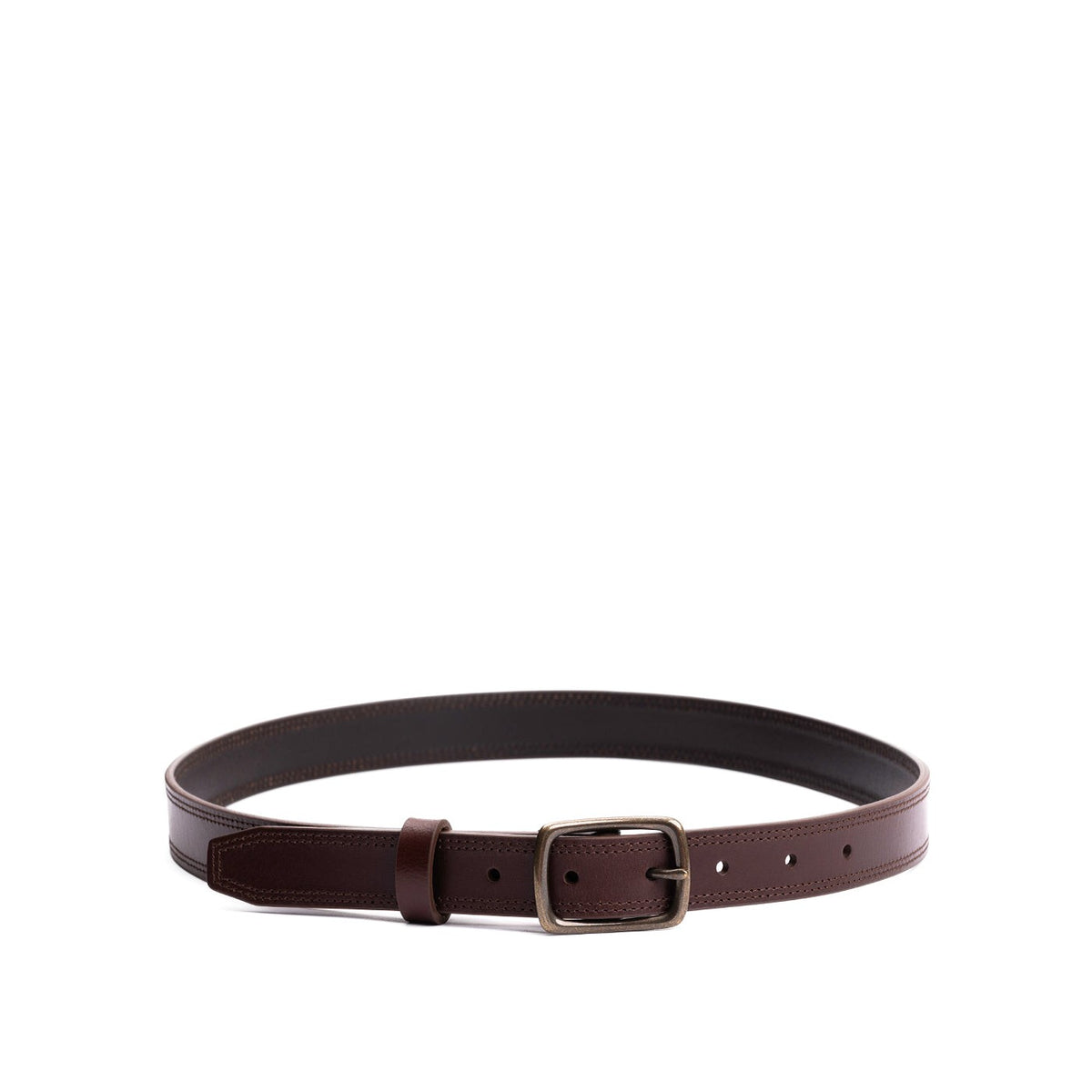 Women's Slim Double Stitch Leather Belt - Pecan