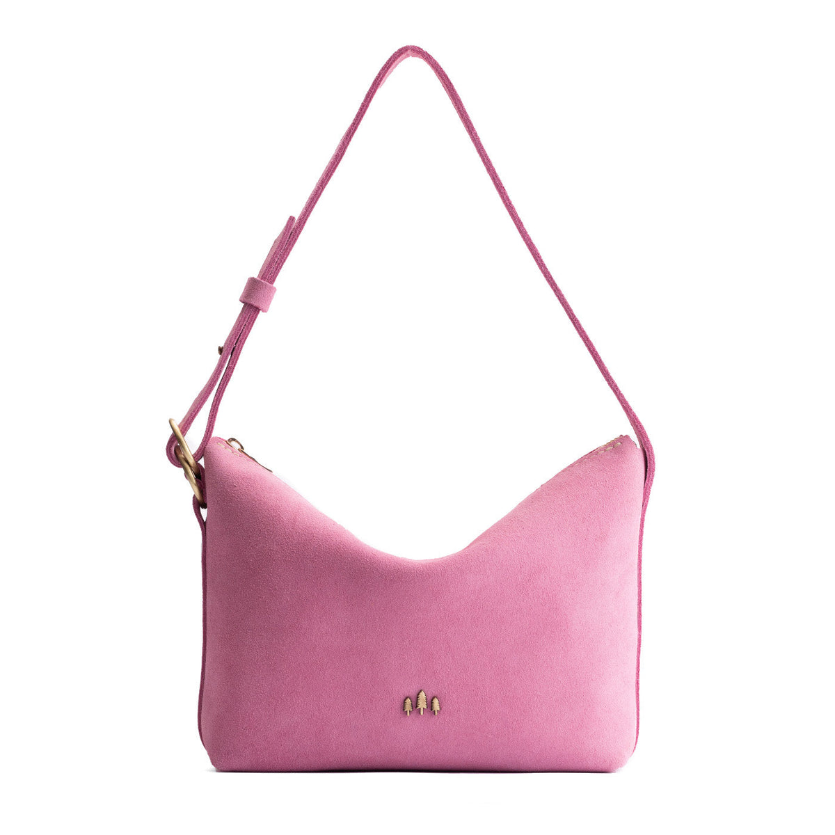 Slouchy Shoulder Bag - Pink Suede