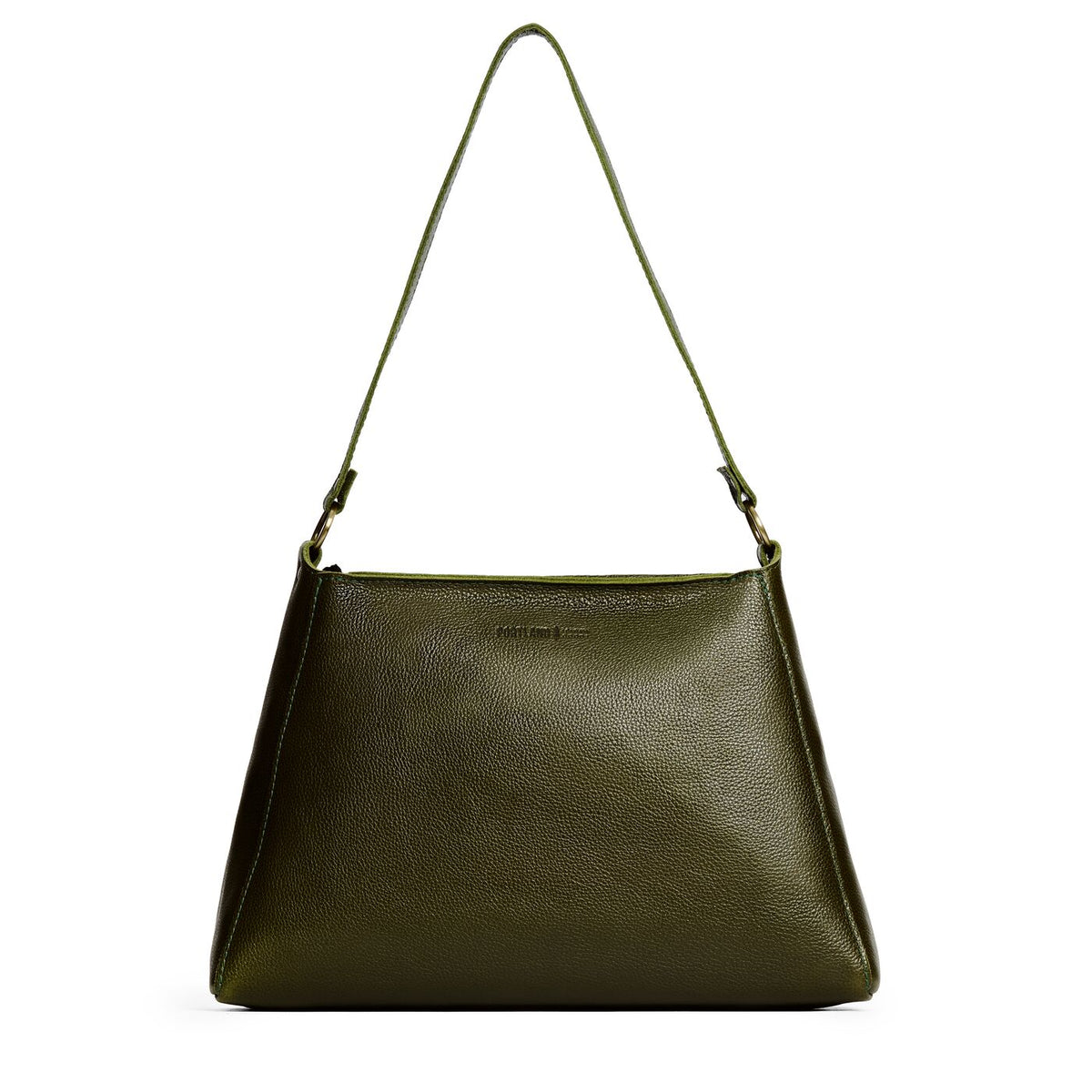 'Almost Perfect' Triangle Shoulder Bag - Pebbled Olive / Large