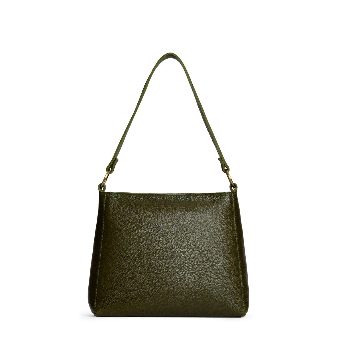 'Almost Perfect' Triangle Shoulder Bag - Pebbled Olive / Small