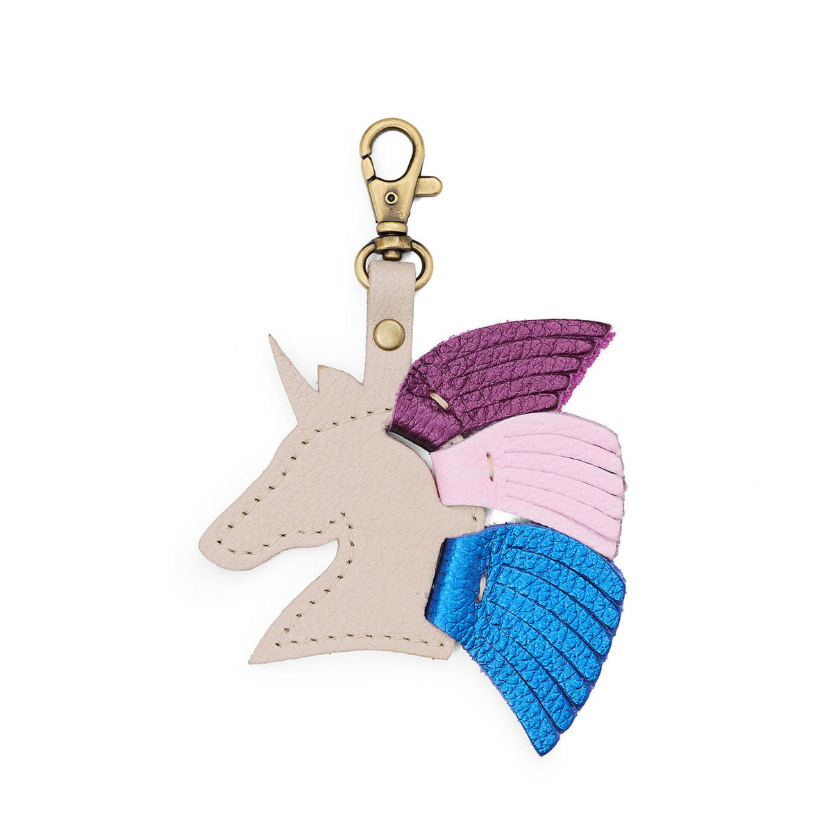 Unicorn Keychain - Pebbled Bone