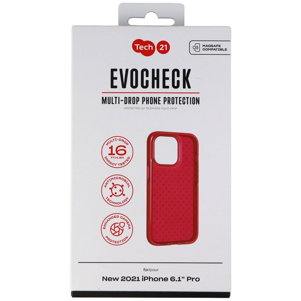 Tech21 Evo Check Flexible Gel Case for Apple iPhone 13 Pro - Rubine Red - New - Image 4
